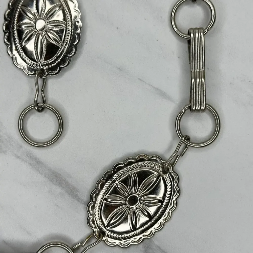 Western Concho Silver Tone Chain Link Belt Extra Small/Small (XS/S) ✨